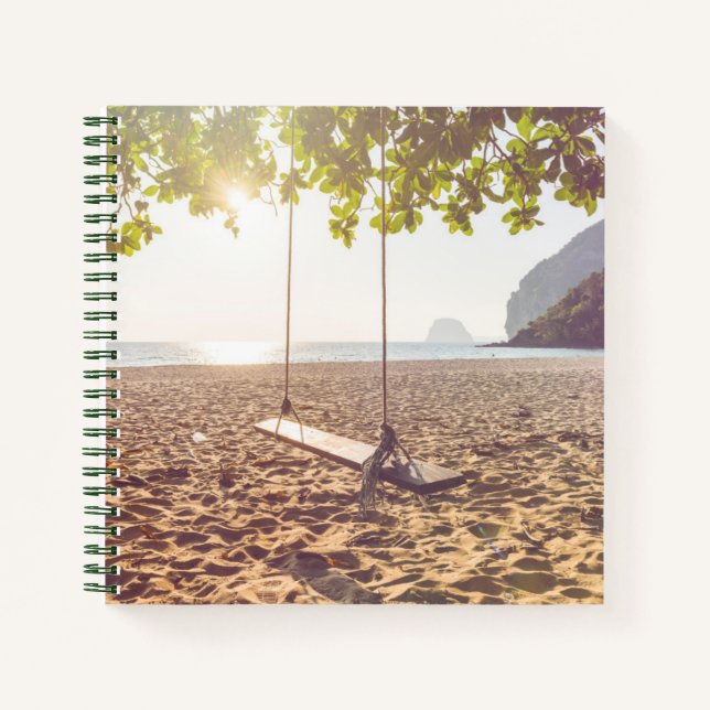 Swing on the Beach at Sunset Notebook (Front)