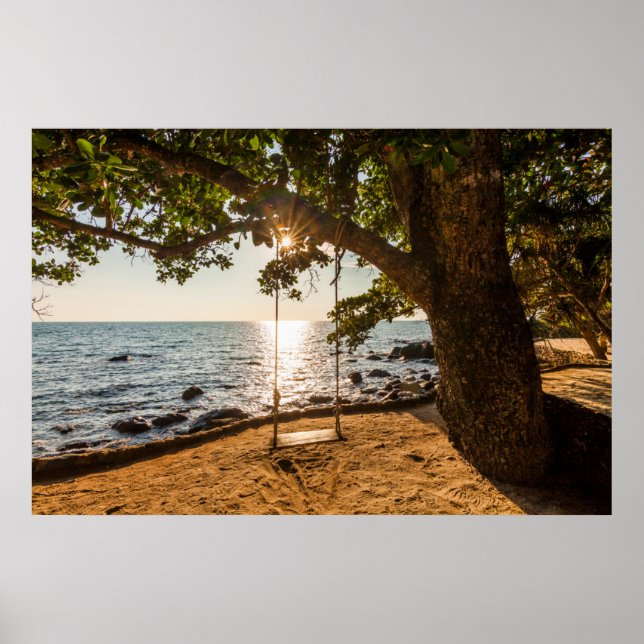 Swing on the Beach at Sunset Poster (Front)