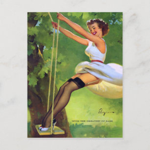 Swing Pin Up Postcard