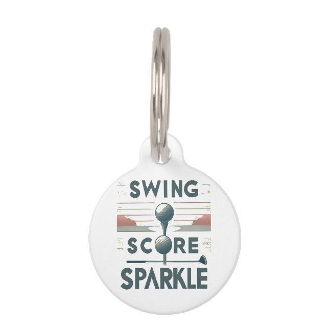 Swing, Score, Sparkle  Pet Tag (Front)
