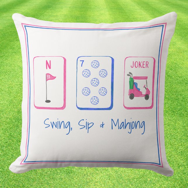 Swing, Sip, Mahjong / Golf Mahjong Tile Cushion (Creator Uploaded)
