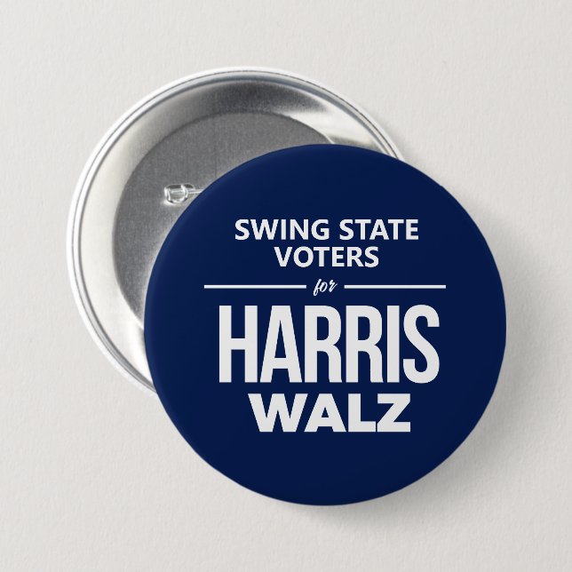 Swing State Voters for Harris Walz 7.5 Cm Round Badge (Front & Back)