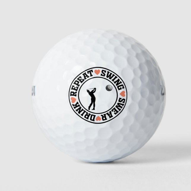 Swing, Swear, Drink, Repeat  Golf Balls (Front)