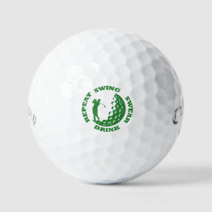 Swing Swear Drink Repeat" Golf Balls - Funny Gift