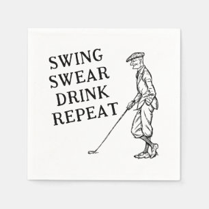 Swing, Swear, Drink, Repeat Golf Paper Napkins
