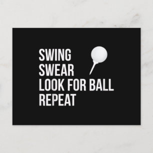 Swing Swear Look For Ball Repeat Funny Golf Postcard