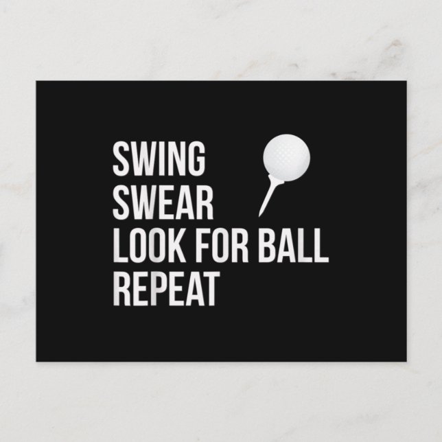 Swing Swear Look For Ball Repeat Funny Golf Postcard (Front)