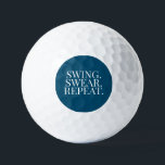 Swing. Swear. Repeat. Funny Gift Golf Balls<br><div class="desc">Perfect gift for your rad golfer dad! Customise the text and background colour,  or leave as is and you're ready to go with the perfect Father's Day gift.</div>