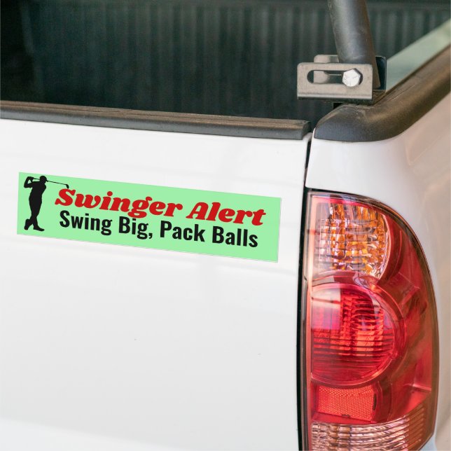 Swinger Alert Bumper Sticker - Golf Cart Fun (On Truck)