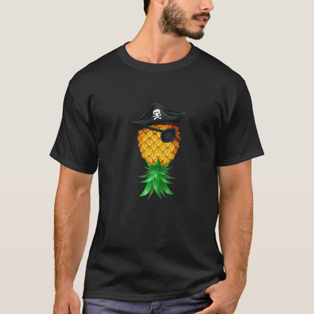 Swinger Upside Down Funny Pirate Pineapple With Ey T-Shirt (Front)