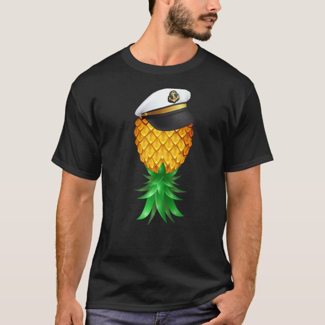 Swinger Upside Down Pineapple Captain Sailor Hat S T-Shirt (Front)
