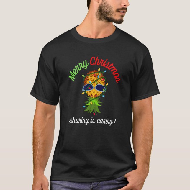 Swinger Upside Down Pineapple Christmas Lights T-Shirt (Front)