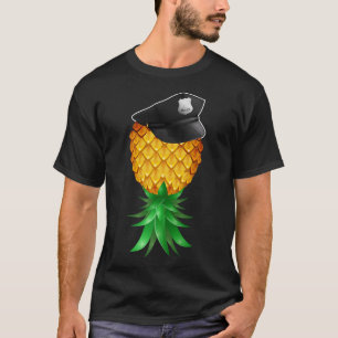 Swinger Upside Down Pineapple Police Officer Hat T-Shirt