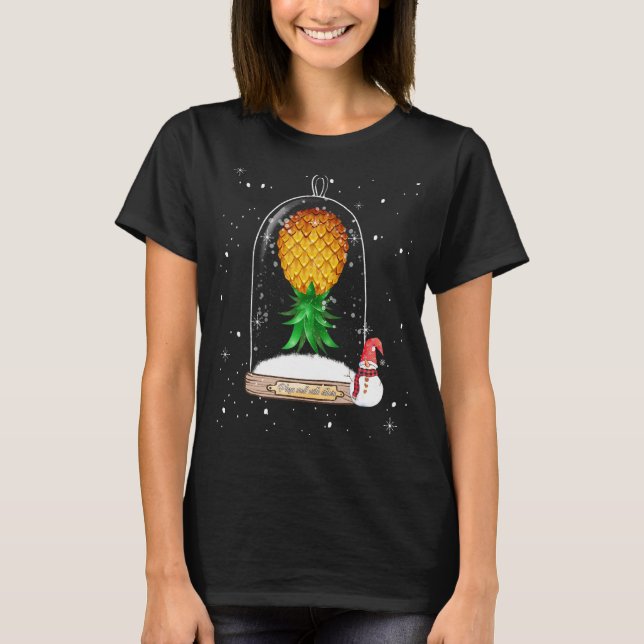 Swinger Upside Down Pineapple Snow Globe Winter Vi T-Shirt (Front)
