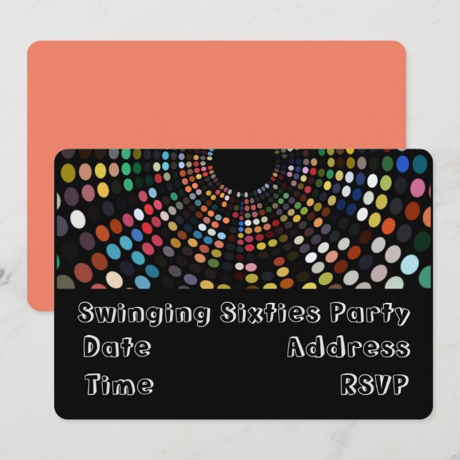 Swinging 60s retro party theme invitation (Front/Back)