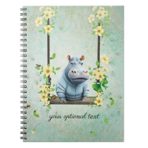Swinging Baby Hippo Spiral Photo Notebook