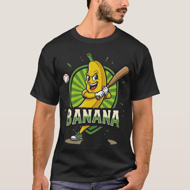 Swinging Banana Mascot Logo – Funny Baseball  T-Shirt (Front)
