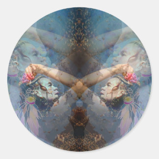 swinging feathered lanterns classic round sticker