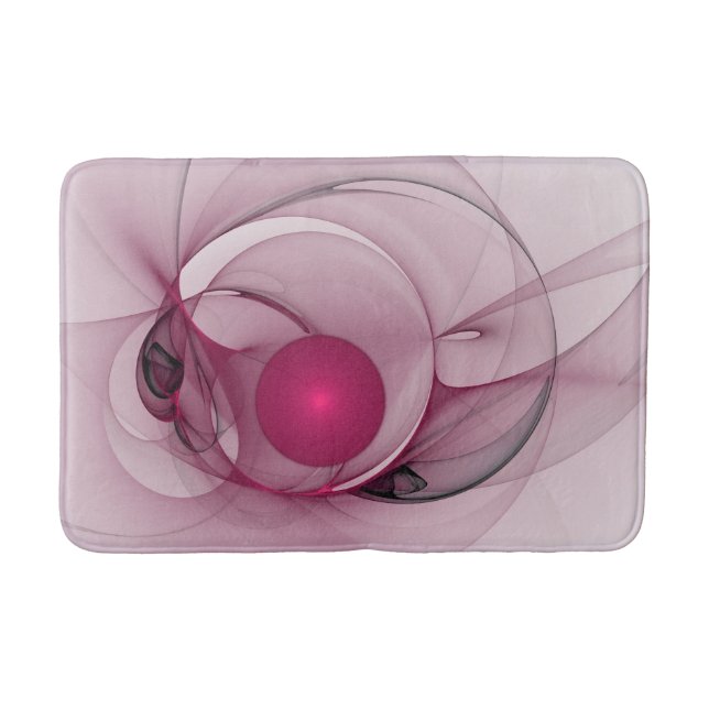 Swinging Fractal, Modern Abstract Berry Pink Art Bath Mat (Front)