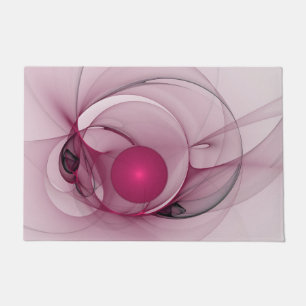 Swinging Fractal, Modern Abstract Berry Pink Art Doormat