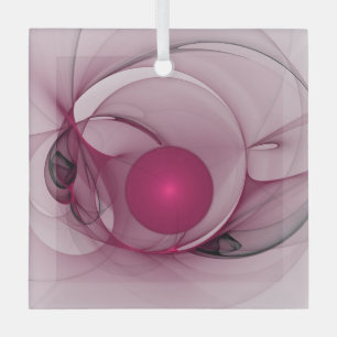 Swinging Fractal, Modern Abstract Berry Pink Art Glass Tree Decoration