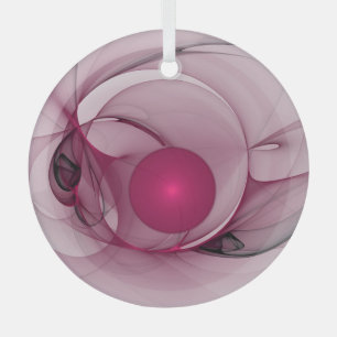 Swinging Fractal, Modern Abstract Berry Pink Art Glass Tree Decoration