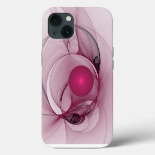 Swinging Fractal, Modern Abstract Berry Pink Art iPhone 13 Case