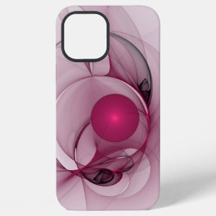 Swinging Fractal, Modern Abstract Berry Pink Art iPhone 12 Pro Max Case