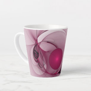 Swinging Fractal, Modern Abstract Berry Pink Art Latte Mug