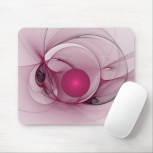 Swinging Fractal, Modern Abstract Berry Pink Art Mouse Mat
