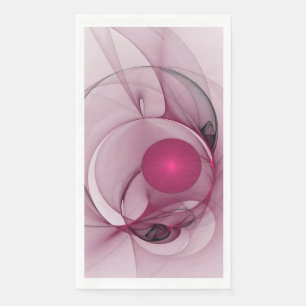 Swinging Fractal, Modern Abstract Berry Pink Art Napkin