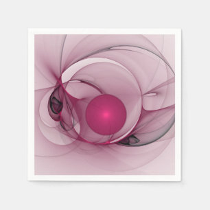 Swinging Fractal, Modern Abstract Berry Pink Art Napkin