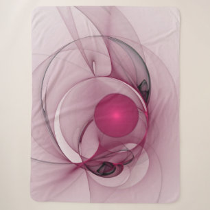 Swinging Fractal, Modern Abstract Berry Pink Art Sherpa Blanket
