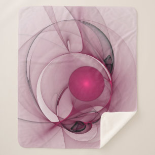 Swinging Fractal, Modern Abstract Berry Pink Art Sherpa Blanket