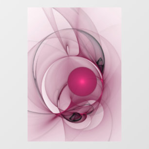 Swinging Fractal, Modern Abstract Berry Pink Art Window Cling