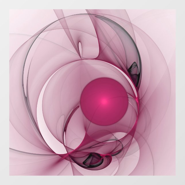 Swinging Fractal, Modern Abstract Berry Pink Art Window Cling (Sheet)