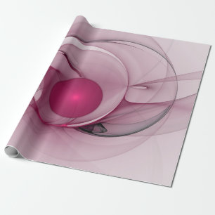 Swinging Fractal, Modern Abstract Berry Pink Art Wrapping Paper