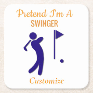 Swinging Golfer Thunder_Thunder_Cove Square Paper Coaster