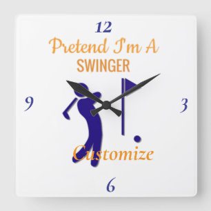 Swinging Golfer Thunder_Thunder_Cove Square Wall Clock