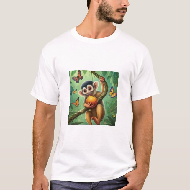 Swinging into Fun: Playful Monkey in the Jungle T-Shirt (Front)