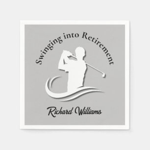 Swinging into Retirement Modern Golf Player Party Napkin