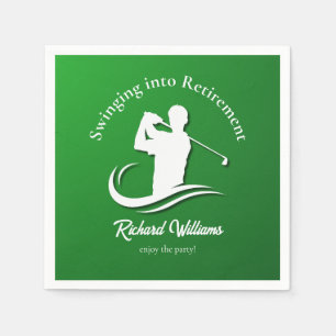 Swinging into Retirement Modern Golf Player Party Napkin