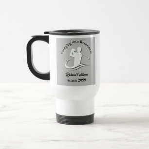 Swinging into Retirement Modern Golf Player Party Travel Mug
