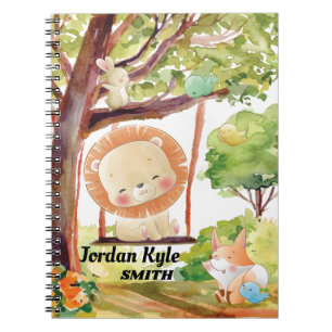 Swinging Lion, Fox, Bunny and Birds Blush Nature Notebook