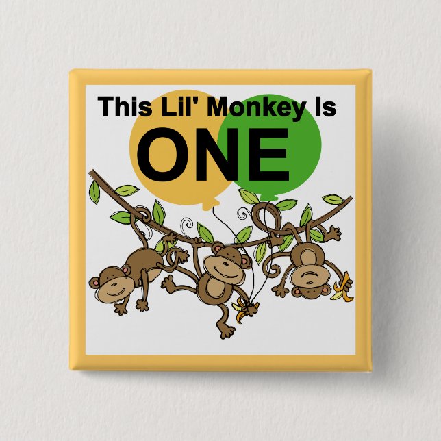 Swinging Monkeys 1st Birthday t shirts and Gifts 15 Cm Square Badge (Front)