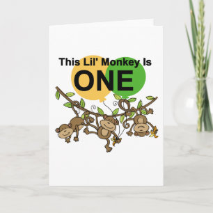 Swinging Monkeys 1st Birthday t shirts and Gifts Card