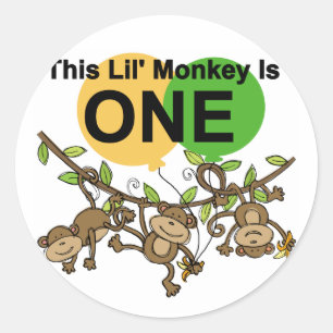 Swinging Monkeys 1st Birthday t shirts and Gifts Classic Round Sticker