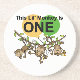 Swinging Monkeys 1st Birthday t shirts and Gifts Coaster