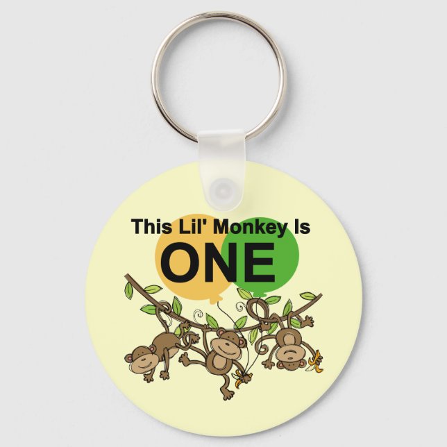 Swinging Monkeys 1st Birthday t shirts and Gifts Key Ring (Front)
