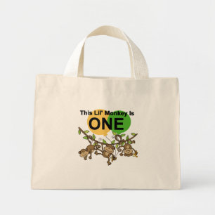 Swinging Monkeys 1st Birthday t shirts and Gifts Mini Tote Bag